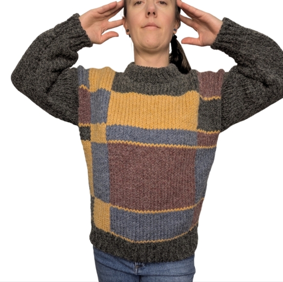 Custom Patchwork Fisherman Style Knit Crewneck Size Medium/Large - Picture 7 of 17